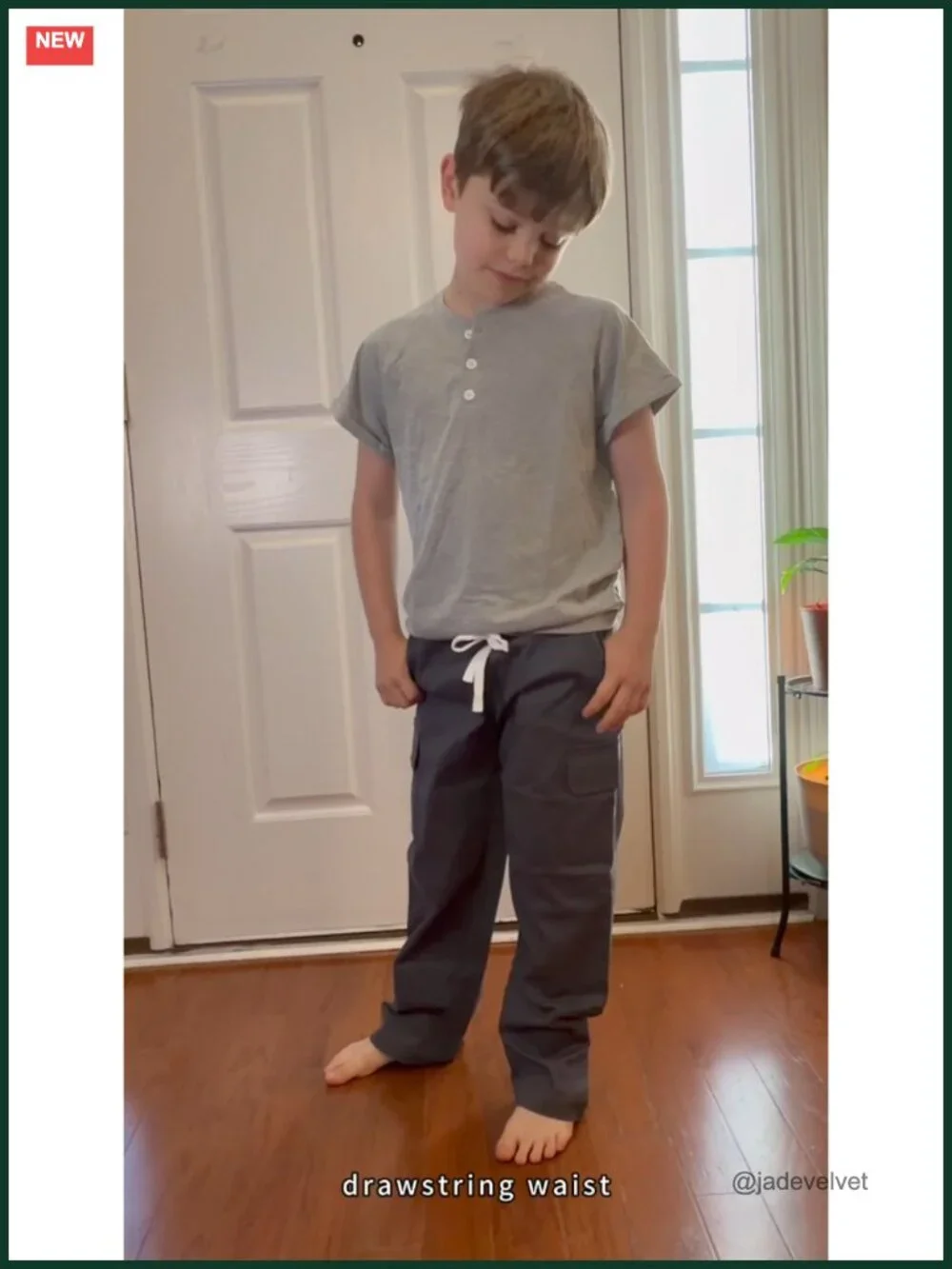 Boys Cargo Pants Cotton Chino Trousers Adjustable Drawstring 6-16 Years